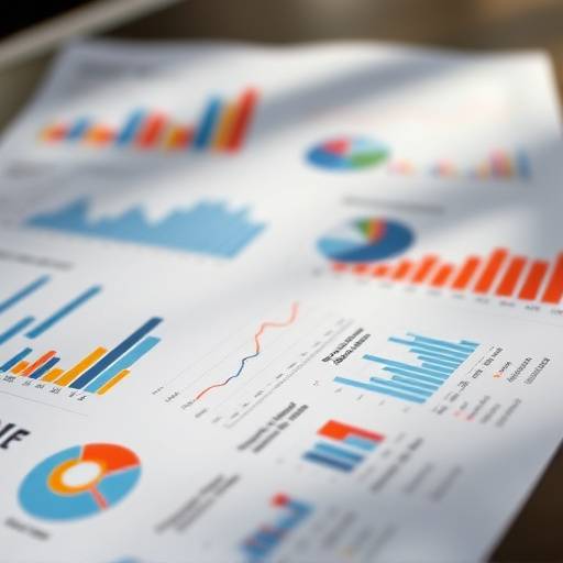 Análise de Dados: gráficos e tabelas mostrando tendências e insights.