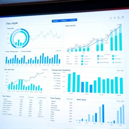 Análise de Dados: gráficos e tabelas mostrando tendências e insights.